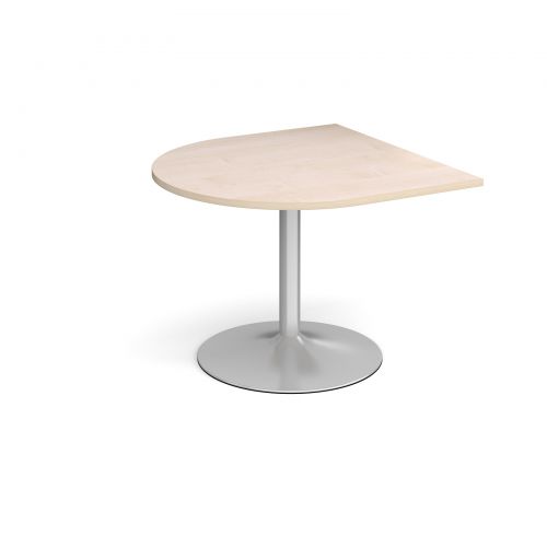 Trumpet Base Radial Extension Table 1000mm X 1000mm Silver Base Maple Top