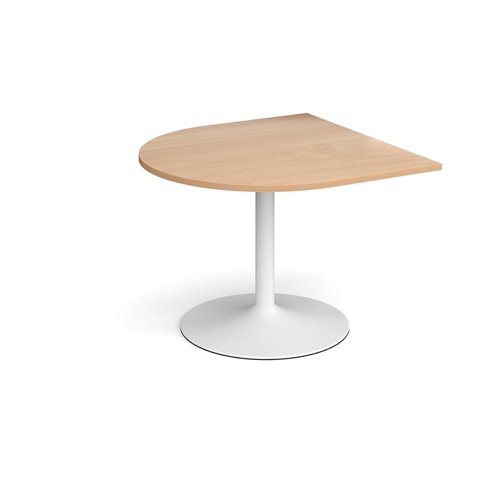 Trumpet base radial extension table 1000mm x 1000mm - white base, beech top