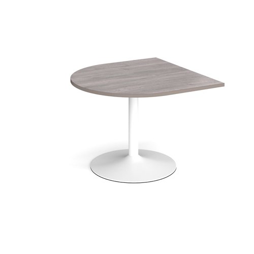 Trumpet base radial extension table 1000mm x 1000mm - white base, grey oak top