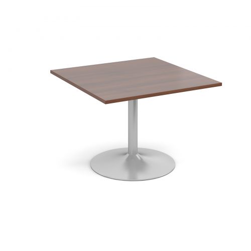 Trumpet base square extension table 1000mm x 1000mm - walnut