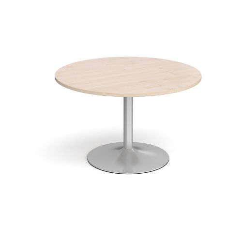 Trumpet Base Circular Boardroom Table 1200mm Silver Base Maple Top