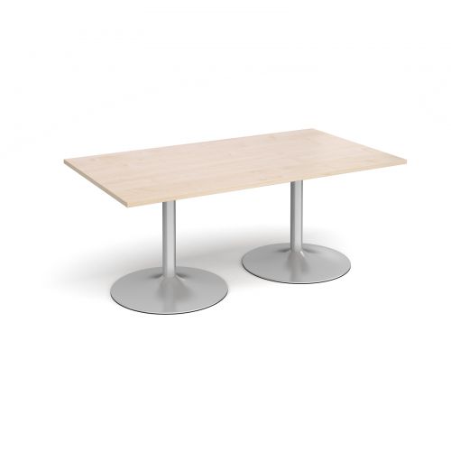 Trumpet Base Rectangular Boardroom Table 1800mm X 1000mm Silver Base Maple Top