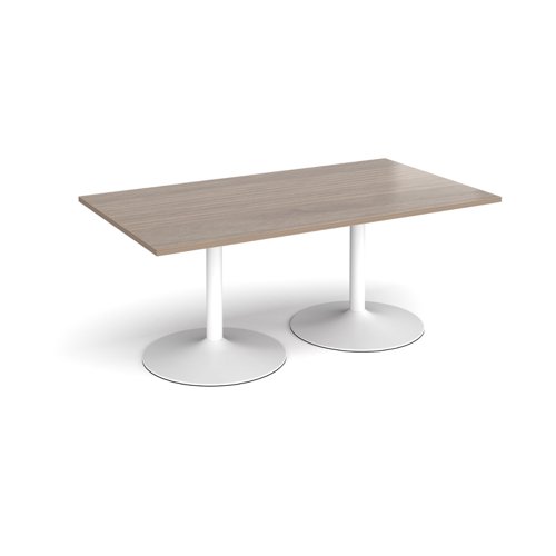 Trumpet base rectangular boardroom table 1800mm x 1000mm - white base, Barcelona walnut top