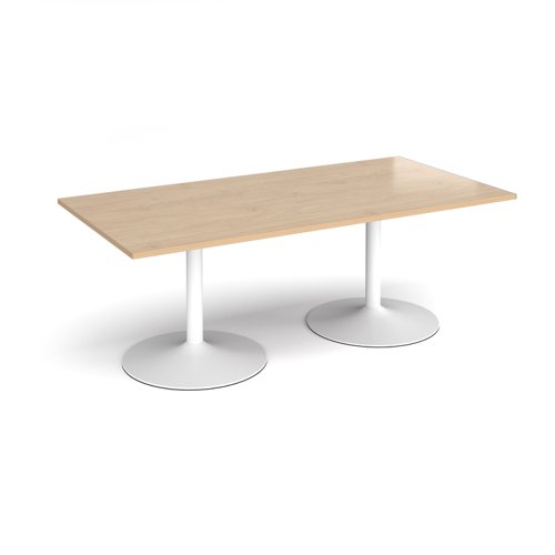 Trumpet base rectangular boardroom table 2000mm x 1000mm - white base, kendal oak top