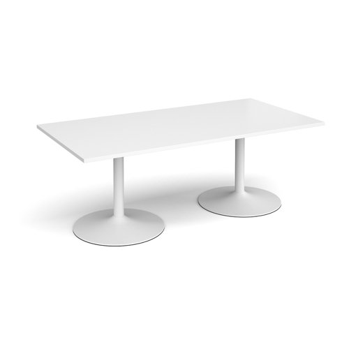 Trumpet base rectangular boardroom table 2000mm x 1000mm - white base, white top