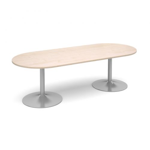 Trumpet base radial end boardroom table 2400mm x 1000mm - maple