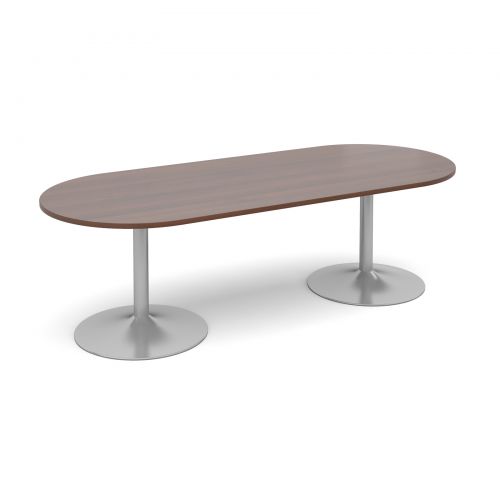 Trumpet base radial end boardroom table 2400mm x 1000mm - walnut