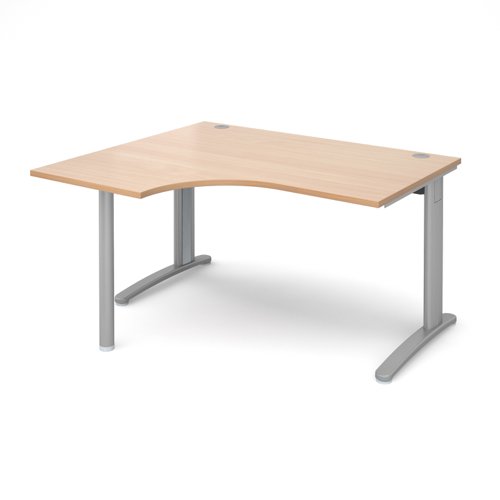 TR10 left hand ergonomic desk 1400mm - silver frame, beech top TBEL14SB Buy online at Office 5Star or contact us Tel 01594 810081 for assistance