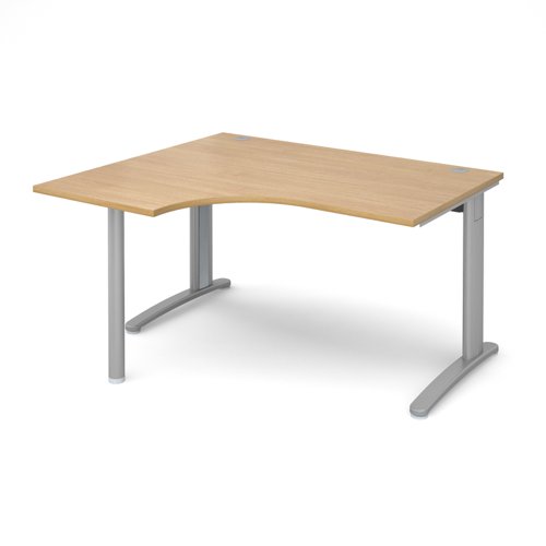 Office Desk Left Hand Corner Desk 1400mm Oak Top With Silver Frame 1200mm Depth Tr10 Tbel14so