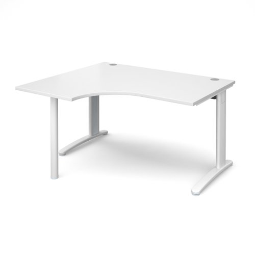TR10 left hand ergonomic desk 1400mm - white frame, white top
