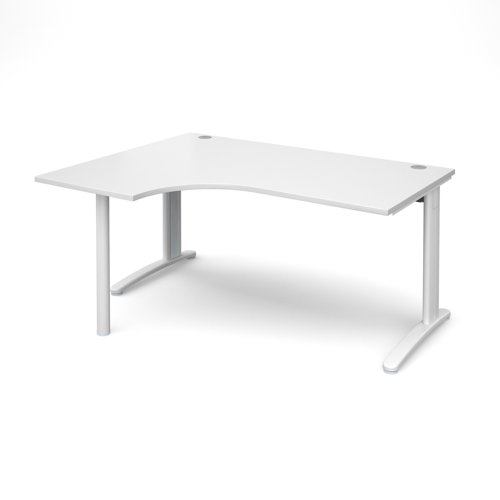 TR10 left hand ergonomic desk 1600mm - white frame, white top TBEL16WWH Buy online at Office 5Star or contact us Tel 01594 810081 for assistance