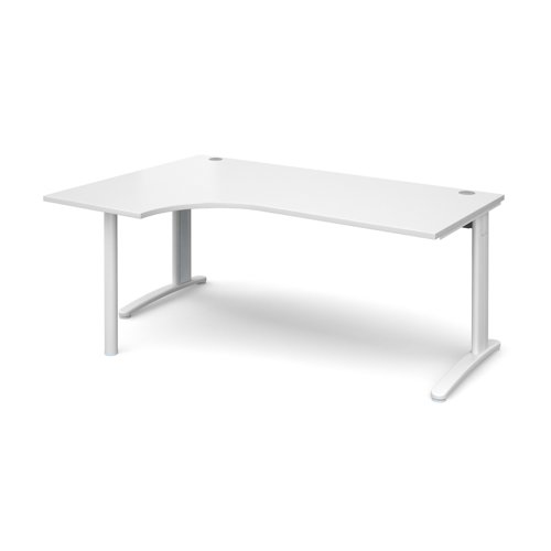 TR10 left hand ergonomic desk 1800mm - white frame, white top TBEL18WWH Buy online at Office 5Star or contact us Tel 01594 810081 for assistance