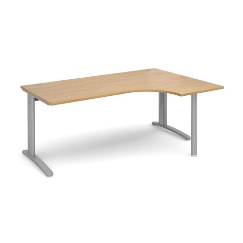 TR10 right hand ergonomic desk 1800mm - silver frame, oak top