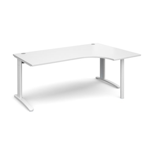 TR10 right hand ergonomic desk 1800mm - white frame, white top