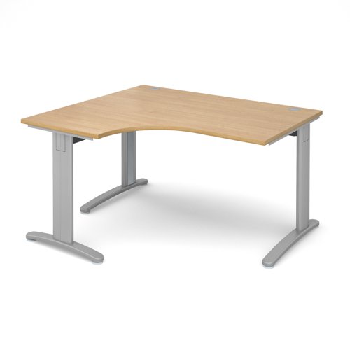 TR10 deluxe left hand ergonomic desk 1400mm - silver frame, oak top Office Desks TDEL14SO