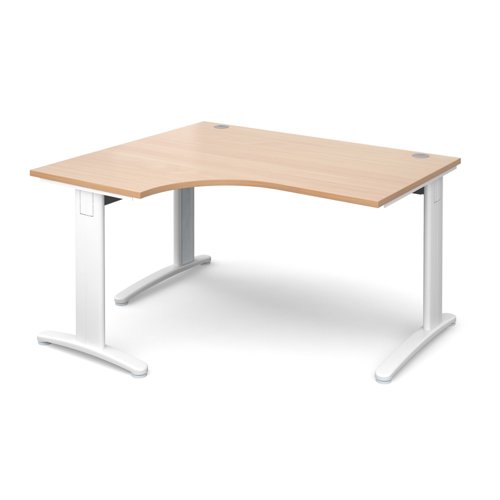 TR10 deluxe left hand ergonomic desk 1400mm - white frame, beech top