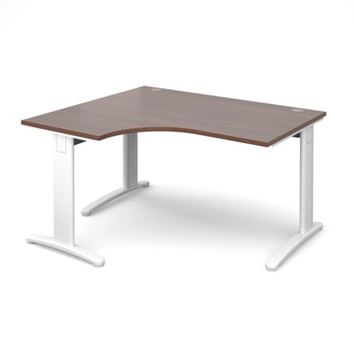 TR10 deluxe left hand ergonomic desk 1400mm - white frame, walnut top