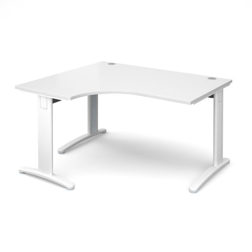 TDEL14WWH TR10 deluxe left hand ergonomic desk 1400mm - white frame, white top