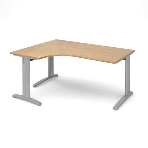 TR10 deluxe left hand ergonomic desk 1600mm - silver frame, oak top