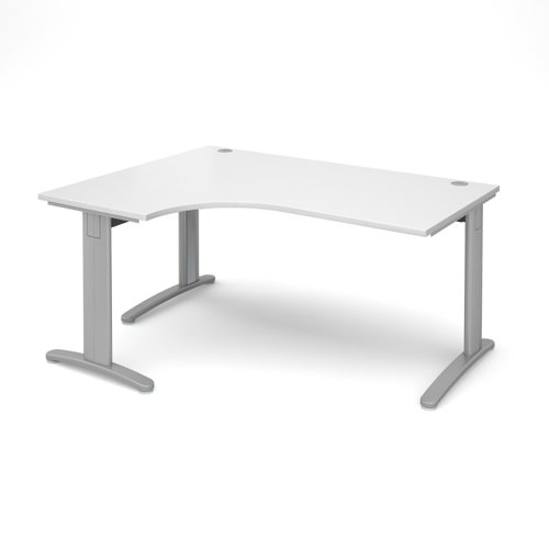 TR10 deluxe left hand ergonomic desk 1600mm - silver frame, white top