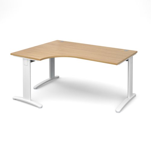 TR10 deluxe left hand ergonomic desk 1600mm - white frame, oak top Office Desks TDEL16WO