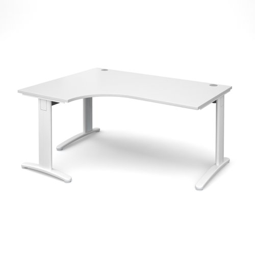 TR10 deluxe left hand ergonomic desk 1600mm - white frame, white top