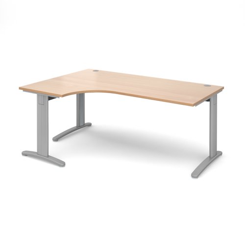 Office Desk Left Hand Corner Desk 1800mm Beech Top With Silver Frame 1200mm Depth Tr10 Tdel18sb
