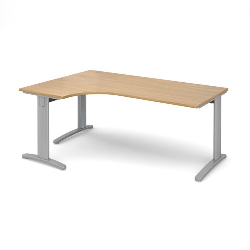 Office Desk Left Hand Corner Desk 1800mm Oak Top With Silver Frame 1200mm Depth Tr10 Tdel18so