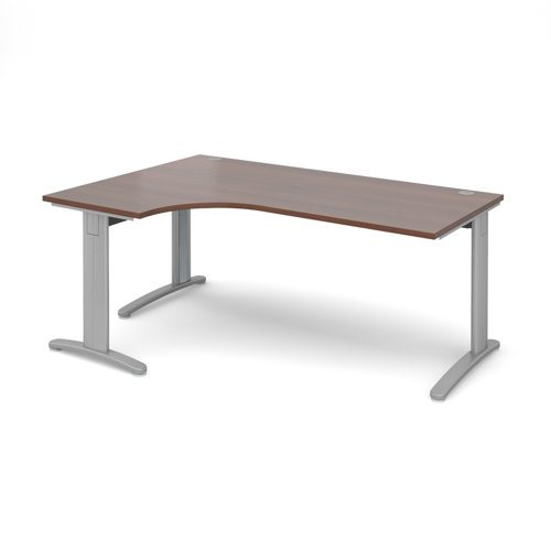 TR10 deluxe left hand ergonomic desk 1800mm - silver frame, walnut top