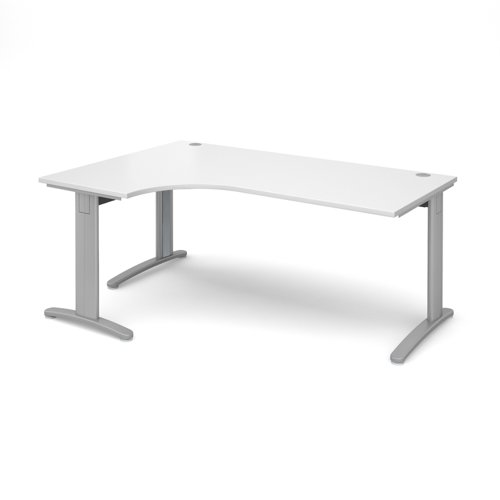 Office Desk Left Hand Corner Desk 1800mm White Top With Silver Frame 1200mm Depth Tr10 Tdel18swh