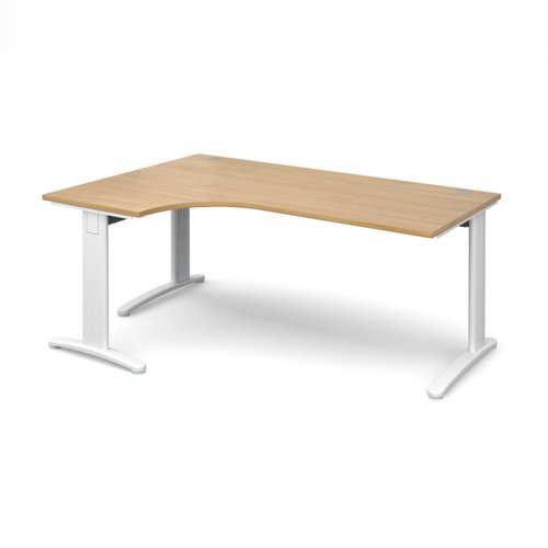 TR10 deluxe left hand ergonomic desk 1800mm - white frame, oak top