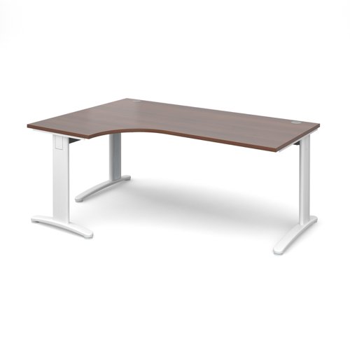 TR10 deluxe left hand ergonomic desk 1800mm - white frame, walnut top Office Desks TDEL18WW