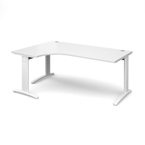 TR10 deluxe left hand ergonomic desk 1800mm - white frame, white top