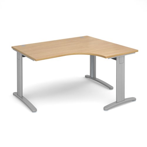 TR10 deluxe right hand ergonomic desk 1400mm - silver frame, oak top