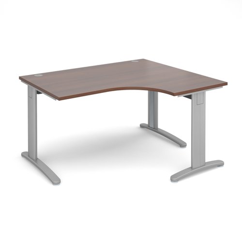 TR10 deluxe right hand ergonomic desk 1400mm - silver frame, walnut top
