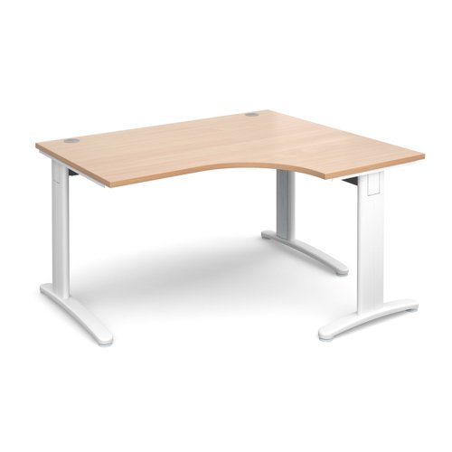 TR10 deluxe right hand ergonomic desk 1400mm - white frame, beech top