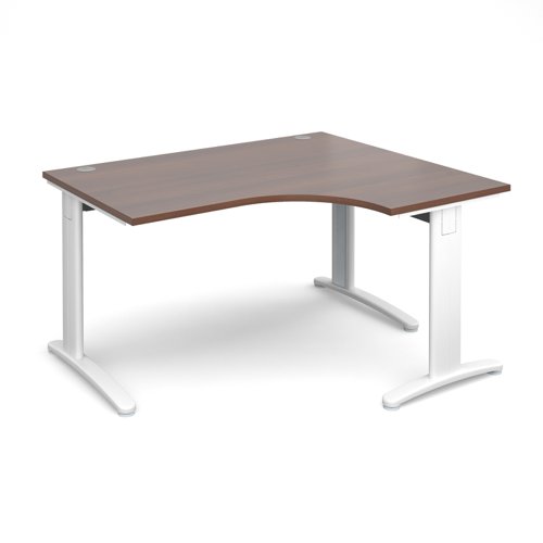 TR10 deluxe right hand ergonomic desk 1400mm - white frame, walnut top