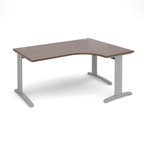 TR10 deluxe right hand ergonomic desk 1600mm - silver frame, walnut top