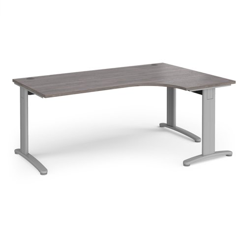 TR10 deluxe right hand ergonomic desk 1800mm - silver frame, grey oak top