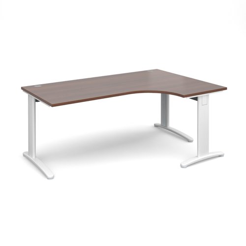 TR10 deluxe right hand ergonomic desk 1800mm - white frame, walnut top