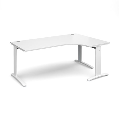 TR10 deluxe right hand ergonomic desk 1800mm - white frame, white top