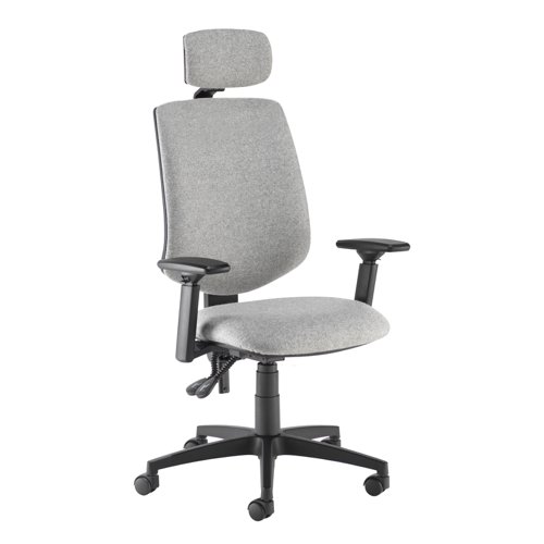 Tegan fabric PCB operator chair with headrest and 3D arms - made to order