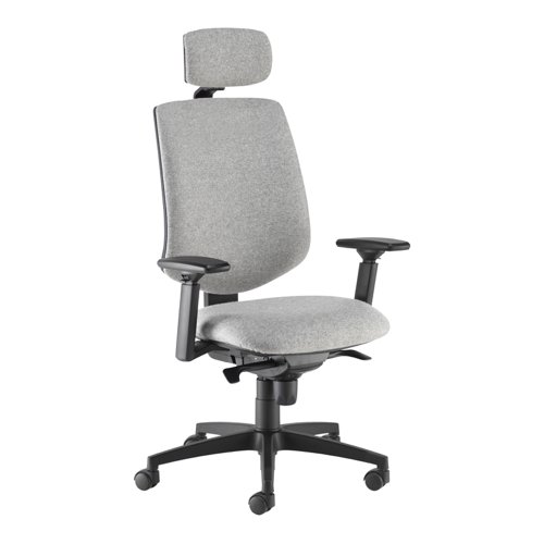 Tegan fabric asynchro operator chair with headrest and 3D arms and seat slide - made to order