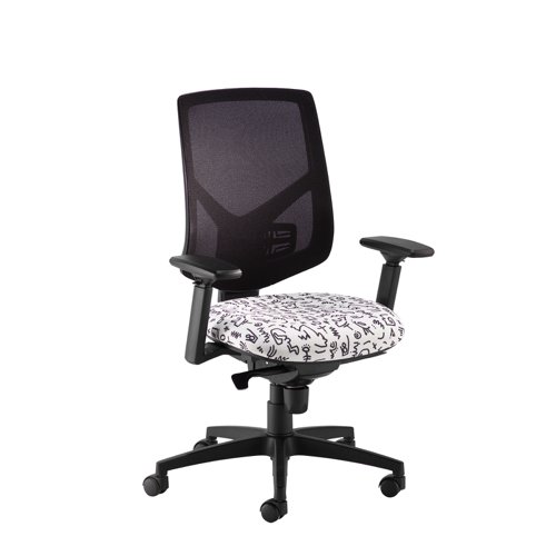 Tegan mesh back asynchro operator chair with 3D arms, chrome base and seat slide - made to order