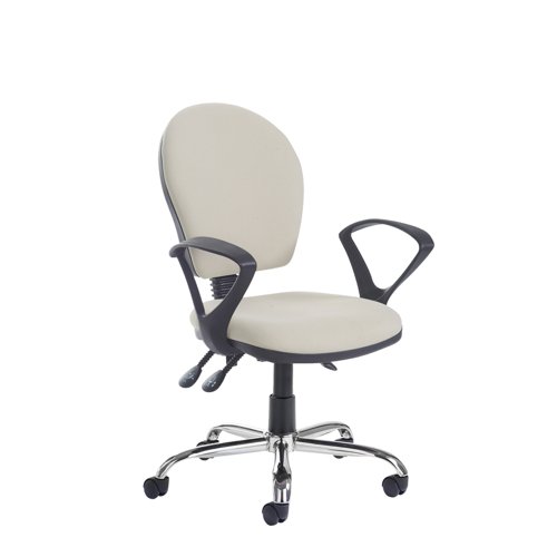 Altino High fabric back PCB operator chair with fixed arms and chrome base - made to order