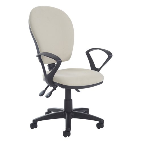 Altino High fabric back asynchro operator chair with fixed arms, seat slide and lumbar - made to order