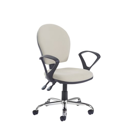 Altino High fabric back asynchro operator chair with fixed arms and chrome base - made to order