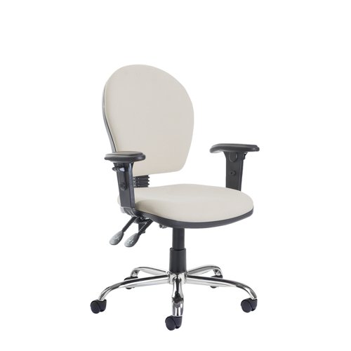 Altino High fabric back asynchro operator chair with adjustable arms and chrome base - made to order