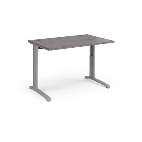 TR10 height settable straight desk 1200mm x 800mm - silver frame, grey oak top