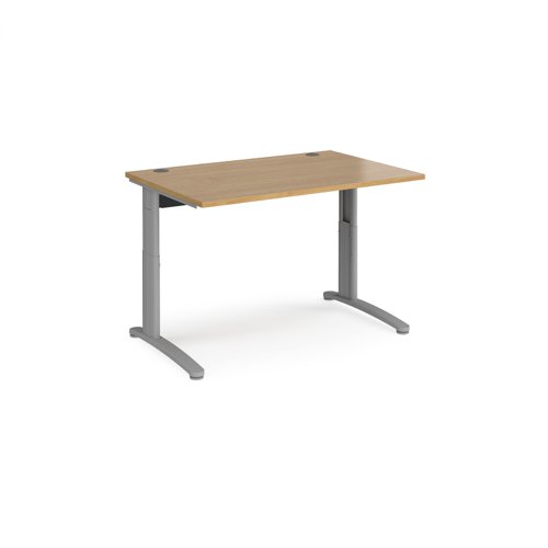 TR10 height settable straight desk 1200mm x 800mm - silver frame, oak top